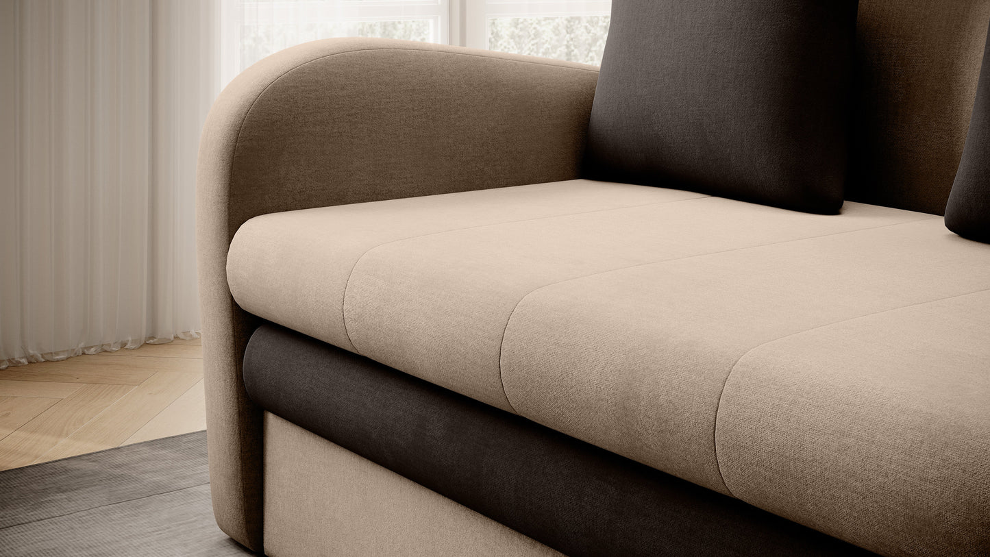 Ario Condo Style 2 Seater Storage Sleeper Sofa - Beige/Brown