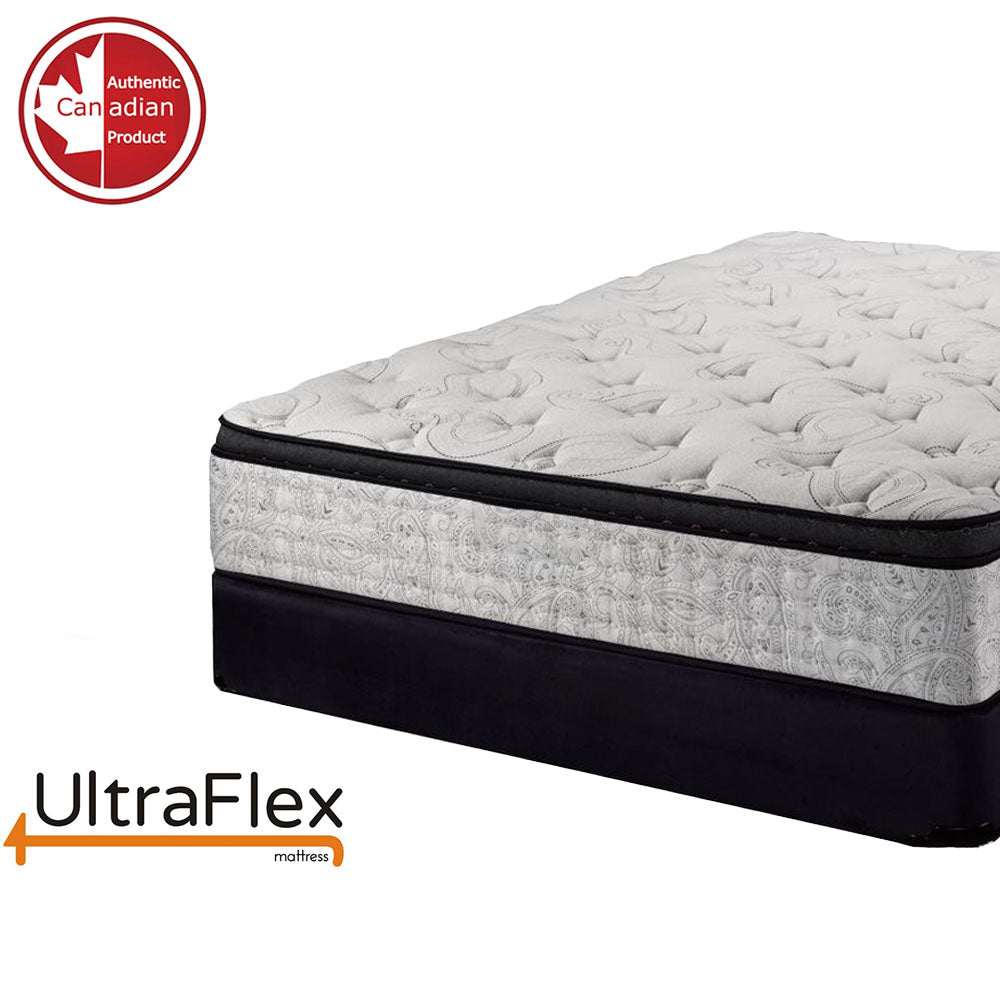 UltraFlex® OASIS- 12” Hybrid Orthopedic Eurotop, Spinal Care Pocket Coil, Premium High Density Foam Encased, Pressure Relieving Comfort Foam and HDcoil Pocketed, Eco-Friendly Mattress (Made in Canada) With WaterProof Mattress Protector