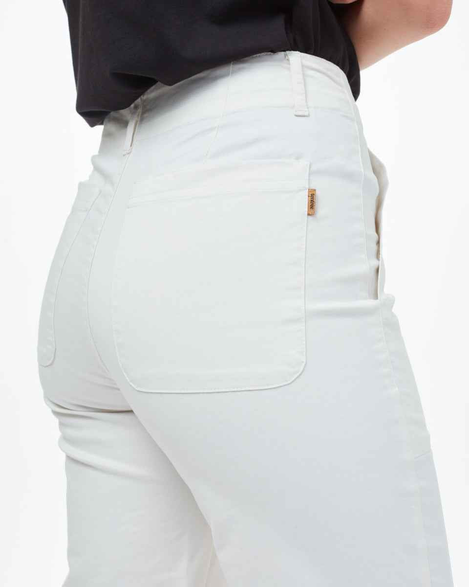 Twill Cropped Wide Leg Pant