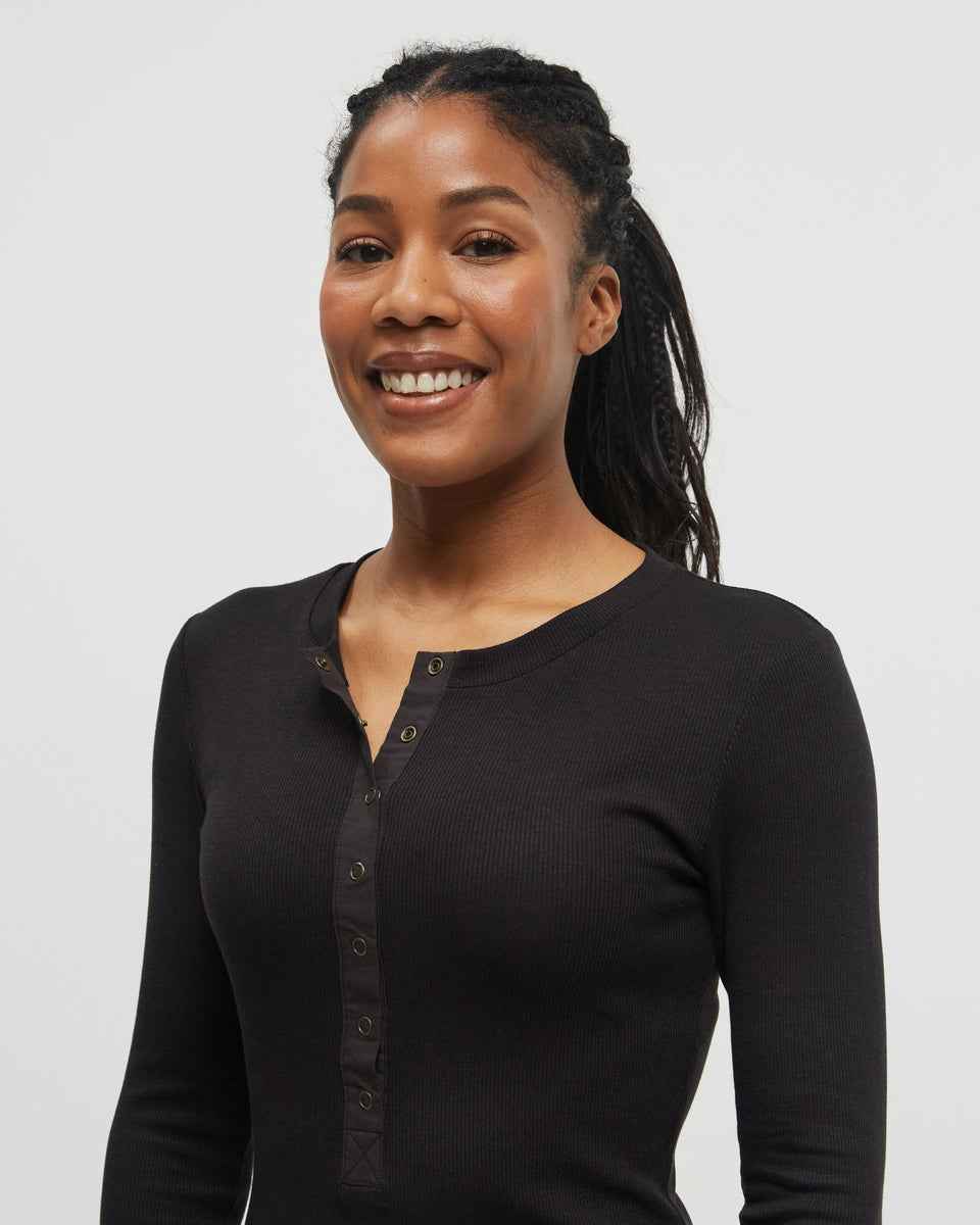 Rib Snap Placket Henley