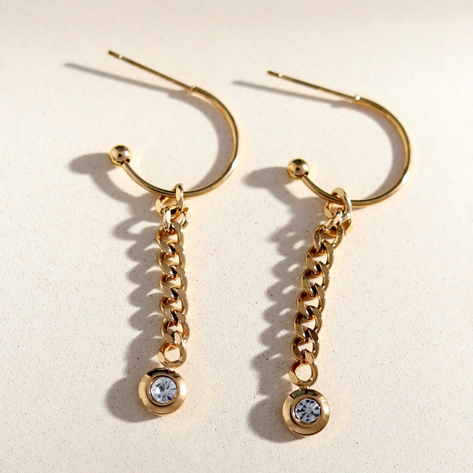 ZENDA Cuban Link Chain Drop Earrings