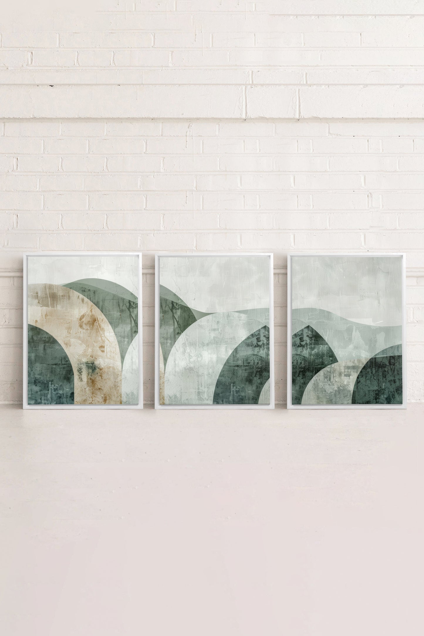 GREEN ELEGANCE TRIO (3 Oeuvres sur toile étirée)
