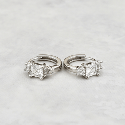 Boucles d'oreilles Huggies Princesse en argent sterling