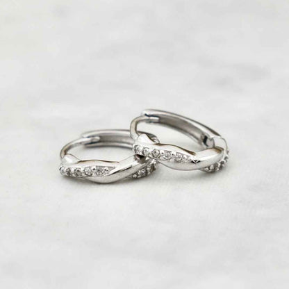 Boucles d'oreilles Huggies Scintillante Torsade en argent sterling