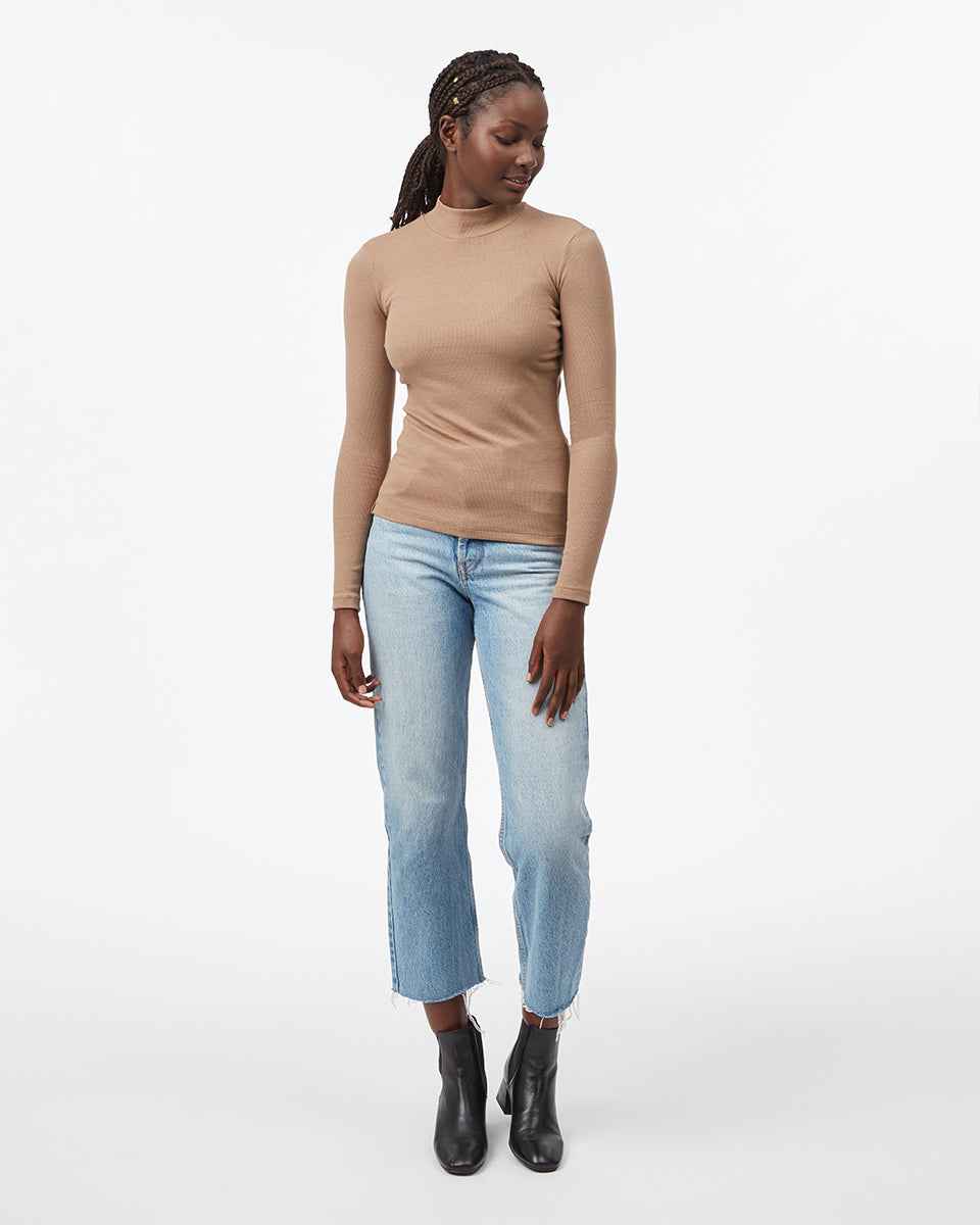 Rib Mock Neck Longsleeve