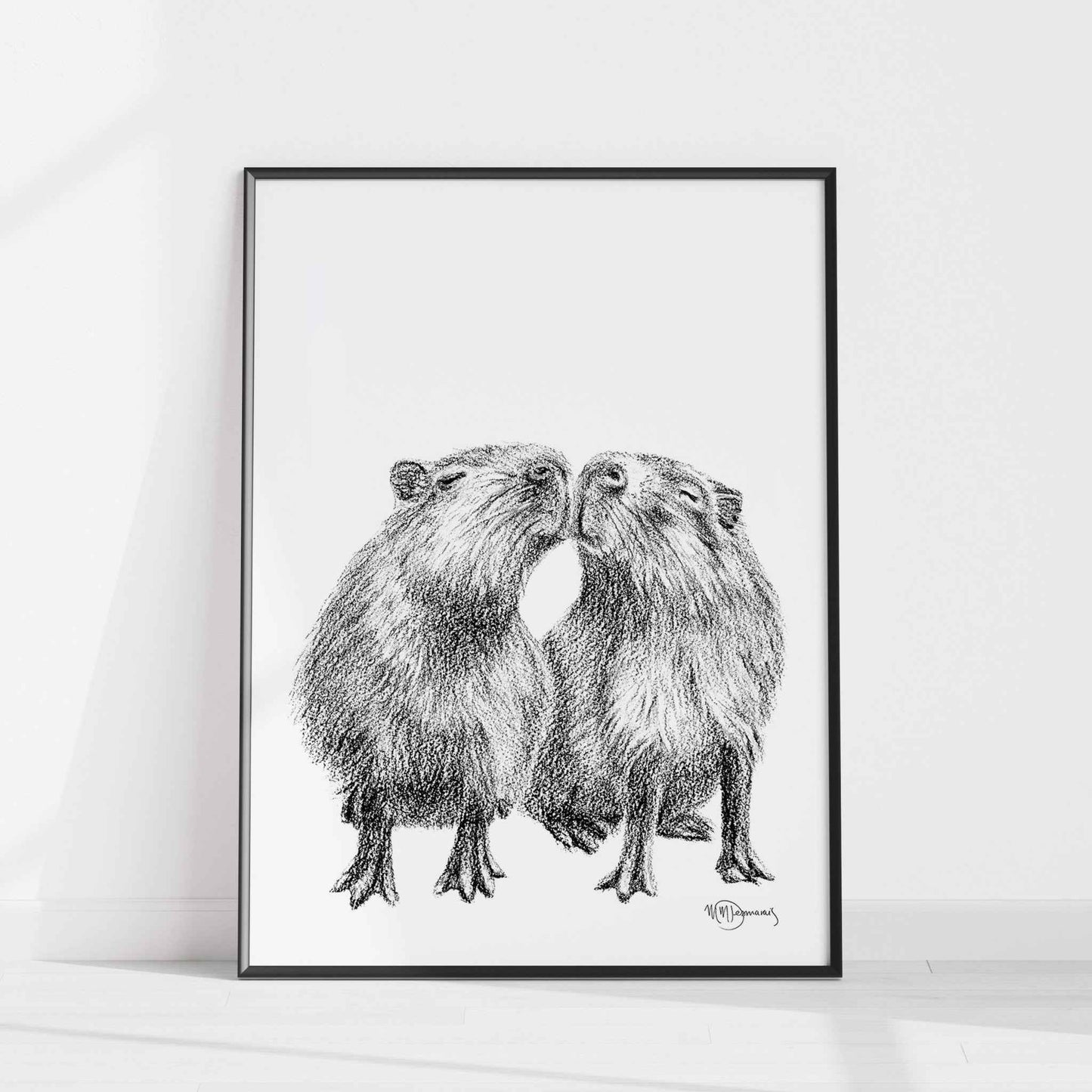 Kissing Capybaras - Animal Art Print