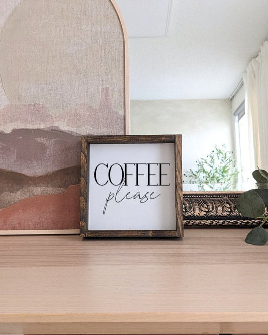 Coffee Please Mini Wood Sign - AURABAGS SHOP