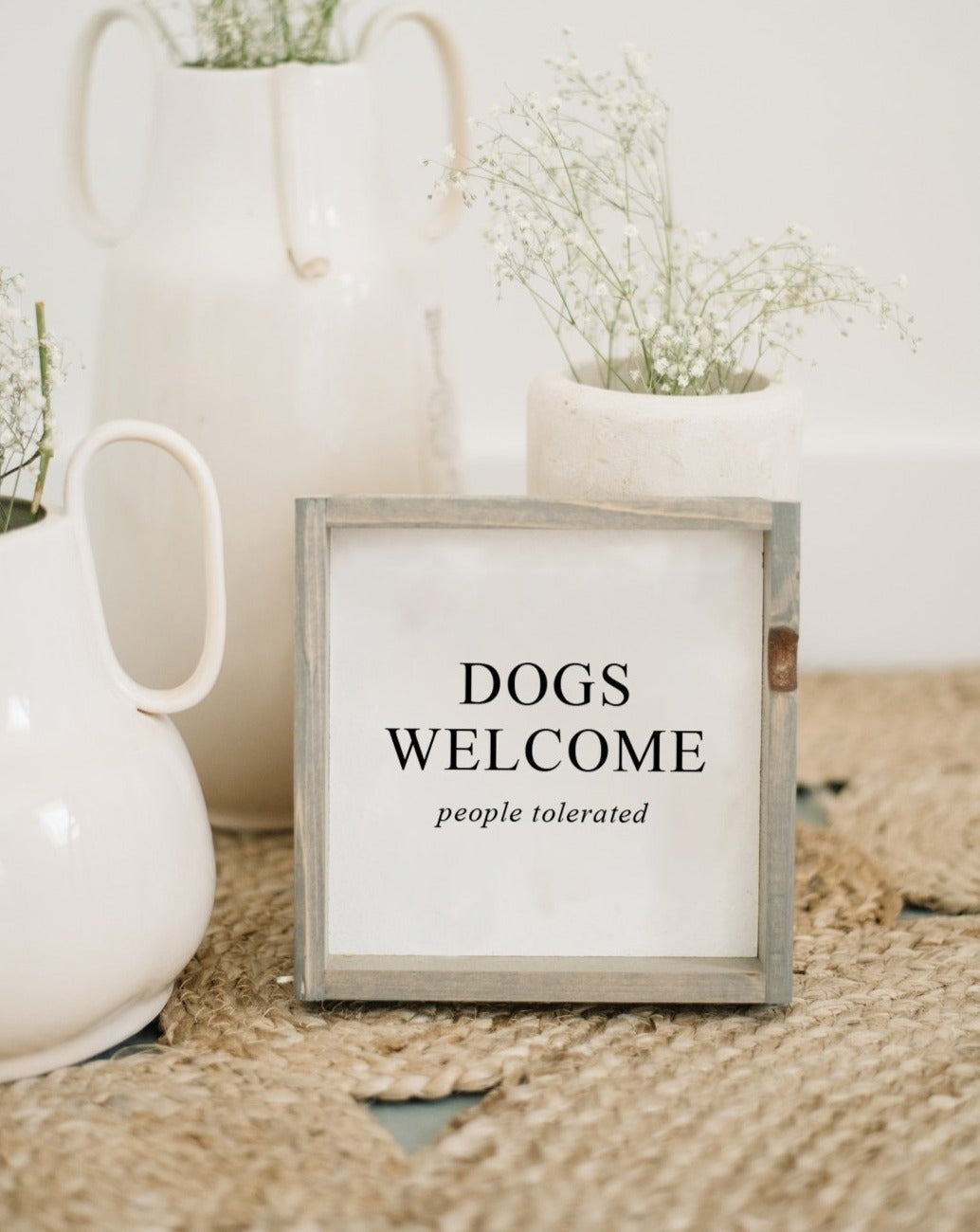 Dogs Welcome (people tolerated) Wood Sign - AURABAGS SHOP