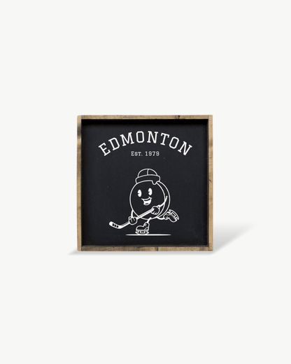 Edmonton Hockey Puck Wood Sign – Hockey-Inspired Wall Art