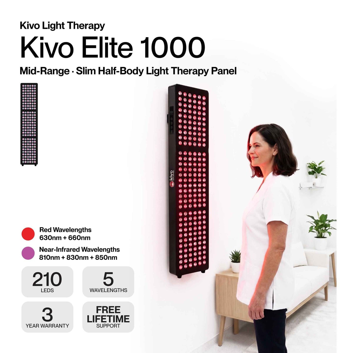 Kivo Elite 1000: Premium Medium Full Body Red Light Therapy Panel