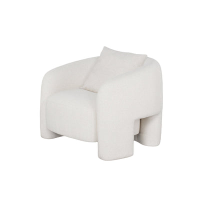 Chloe Pine Wood Tweed Accent Chair - Cream