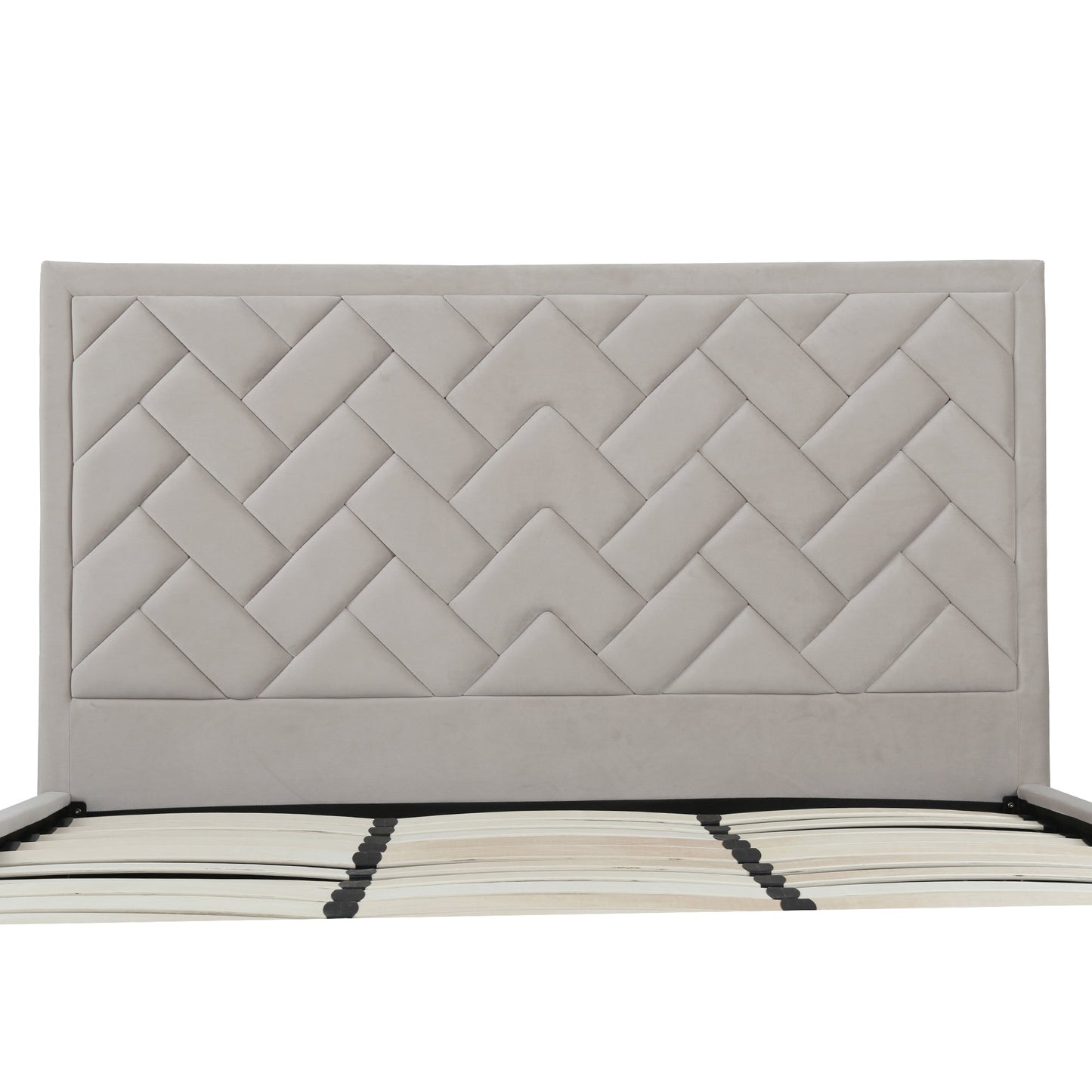Gallagher Upholstered Velvet Platform Bed - Greige