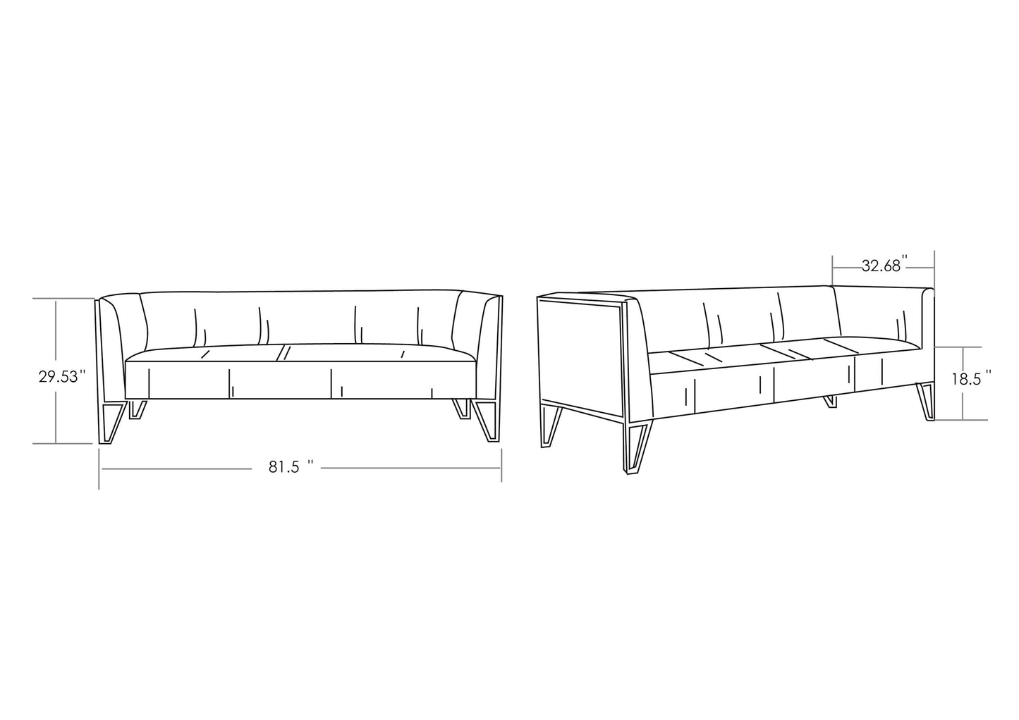 Vector 3-Seater Sofa - Grey/Gold