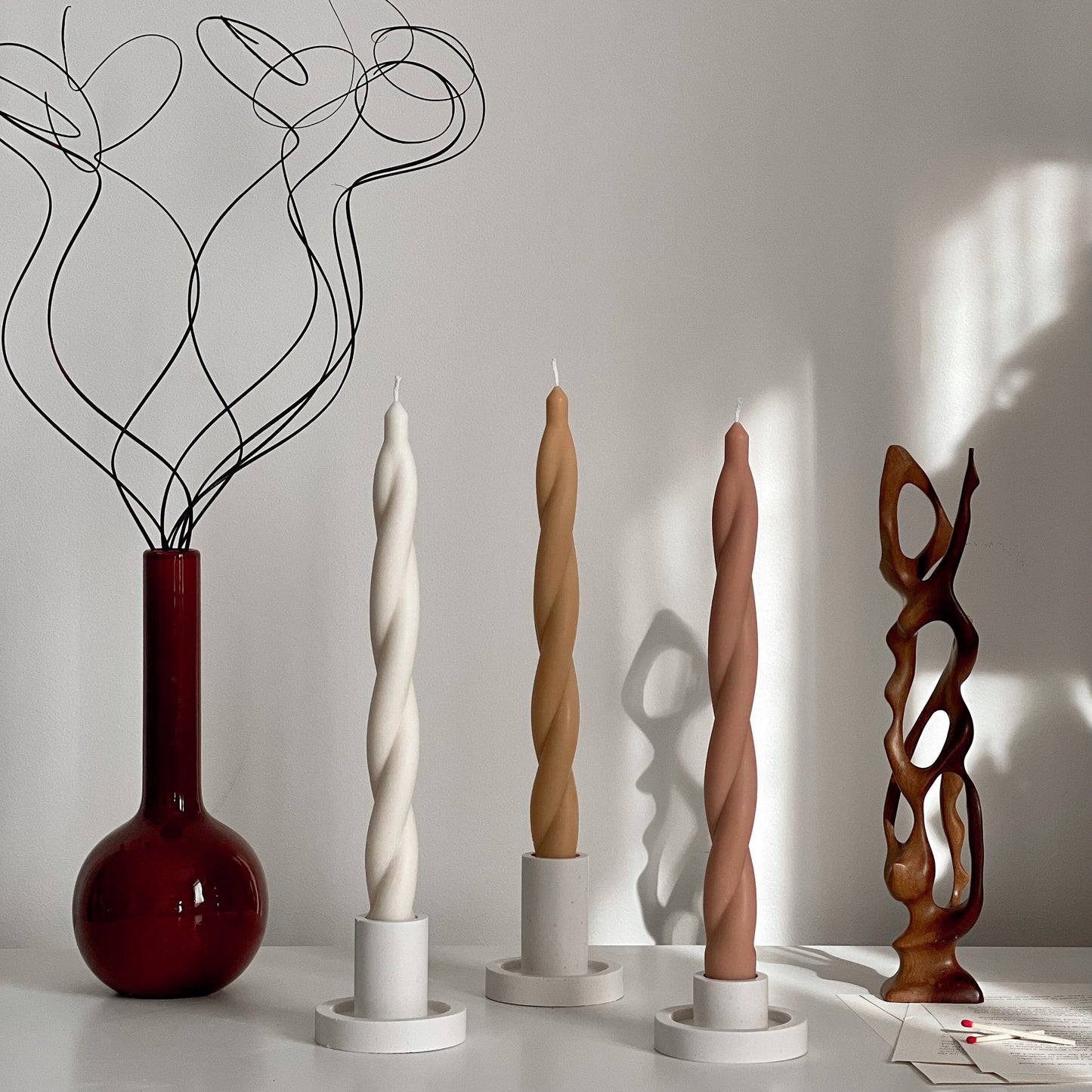Tall Twisted Soy Wax Candle: Handmade Dinner Candle