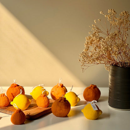 Orange Shaped Candle Set: Soy Wax Vegan Minimalist Decor