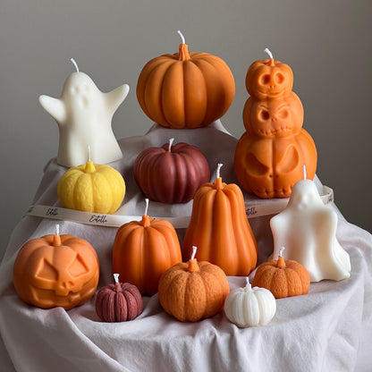 Handmade Halloween Ghost Candle: Sculptural Soy Wax Decor