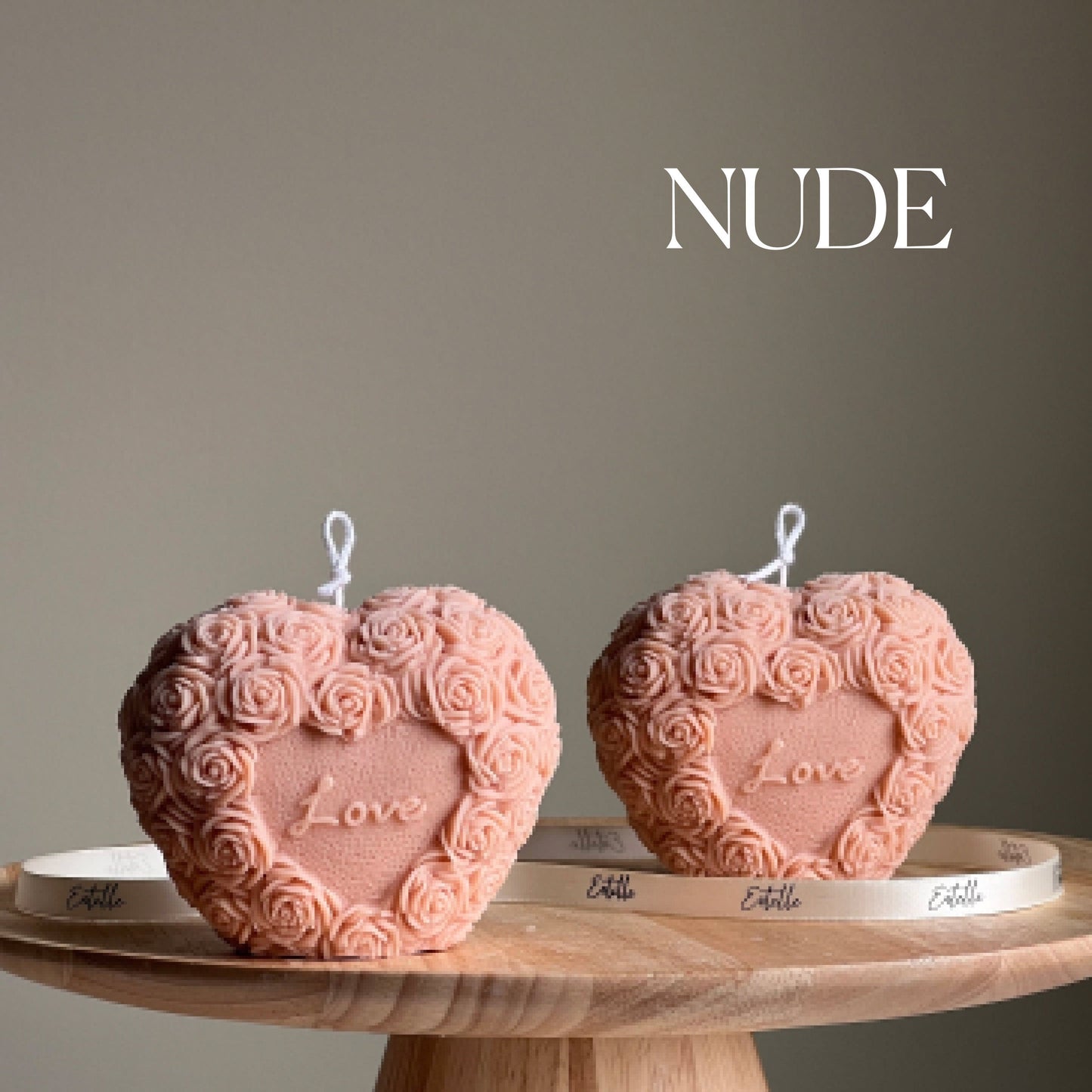 Love Heart Sojawachskerze: Skulpturale Blumensäule, Wunschduft