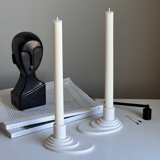 ミニマリスト Jesmonite キャンドルホルダー：モダンテーブルデコレーション
