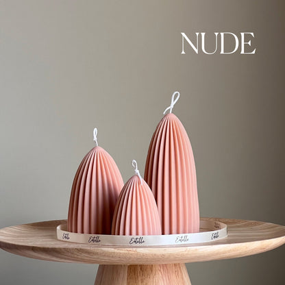 Ribbed Soy Candle Set | Conical Pillar Candles, Decor