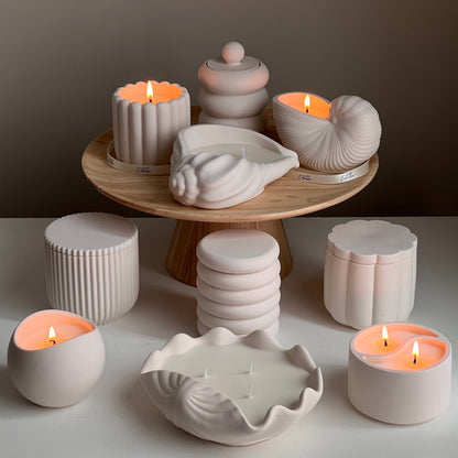 Ribbed Jesmonite Jar Soy Candle: Handmade Scented Container Candle