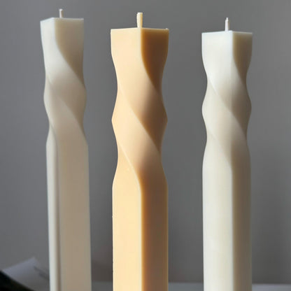 Greko Column Swirl Candle：リブソイワックスピラーキャンドル