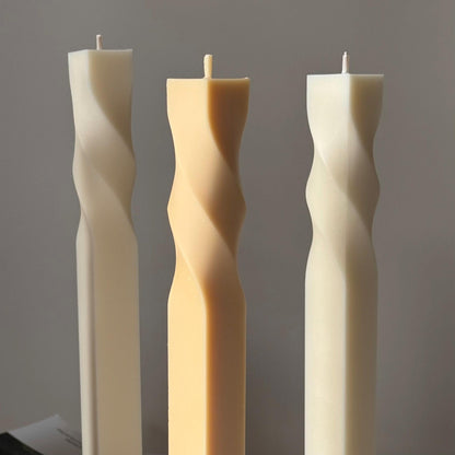 Greko Column Swirl Candle：リブソイワックスピラーキャンドル