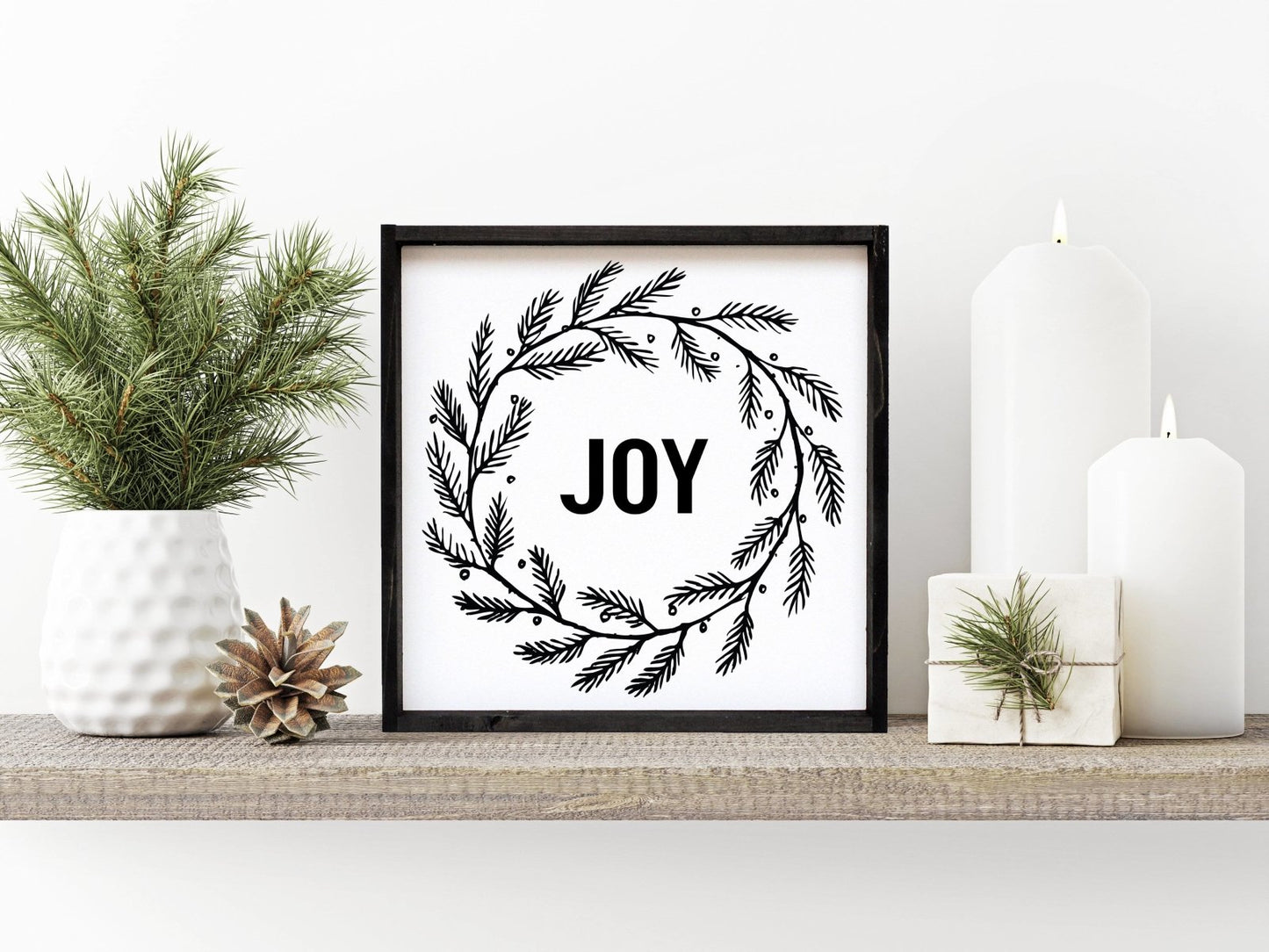 Joy Wreath Wood Sign - AURABAGS SHOP