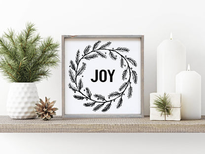 Joy Wreath Wood Sign - AURABAGS SHOP