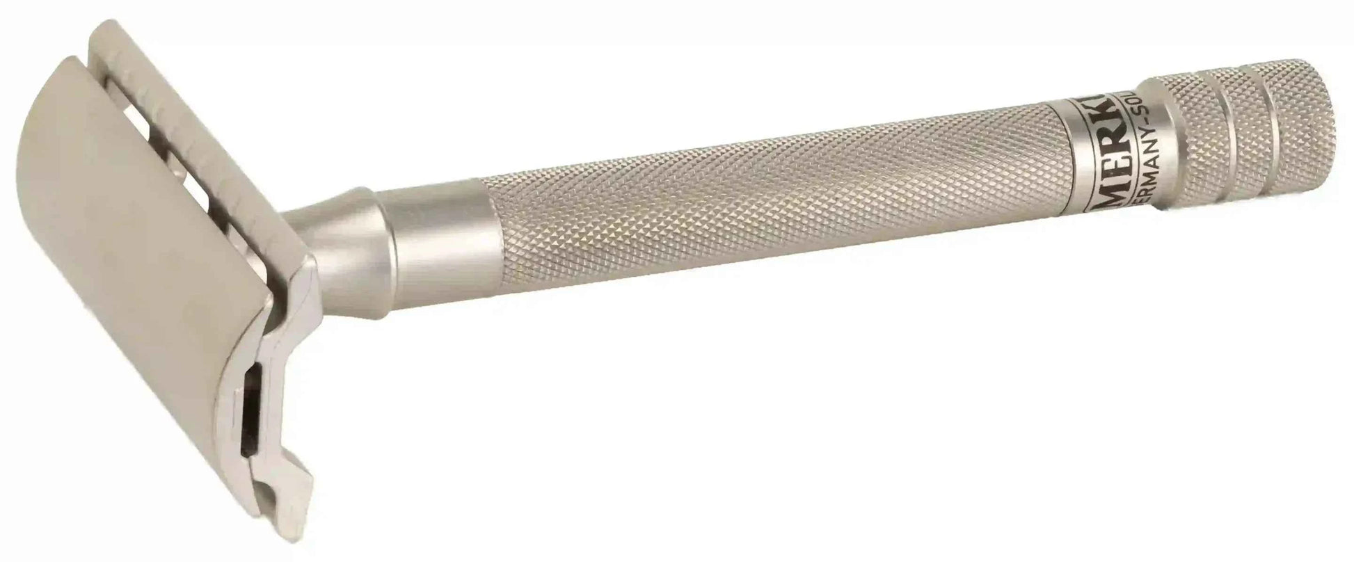 Merkur 23-INOX 3-Piece DE Safety Razor, Closed Comb, Extra Long Handle, Stainless Steel