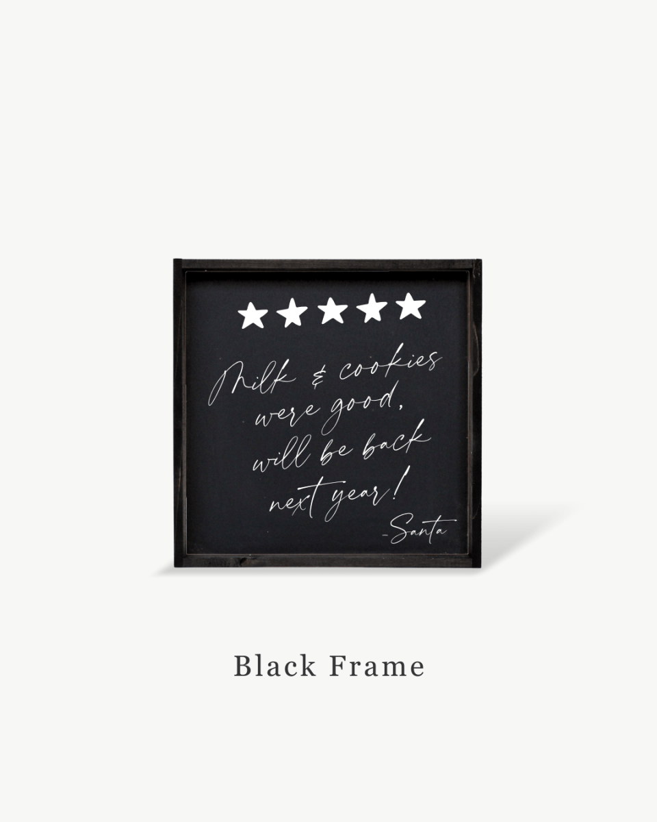 Milk & Cookies Santa Review - Framed Christmas Print