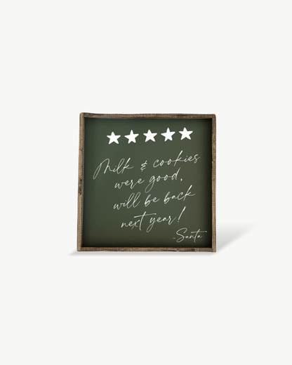Milk & Cookies Santa Review - Framed Christmas Print