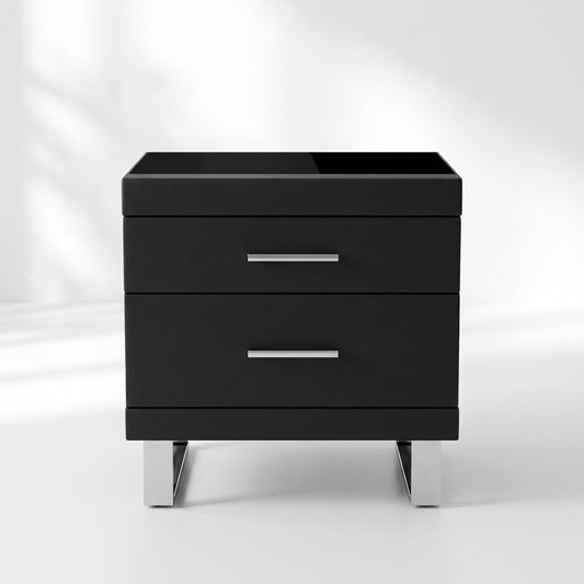 Noir Luxe Two-Drawer Nightstand