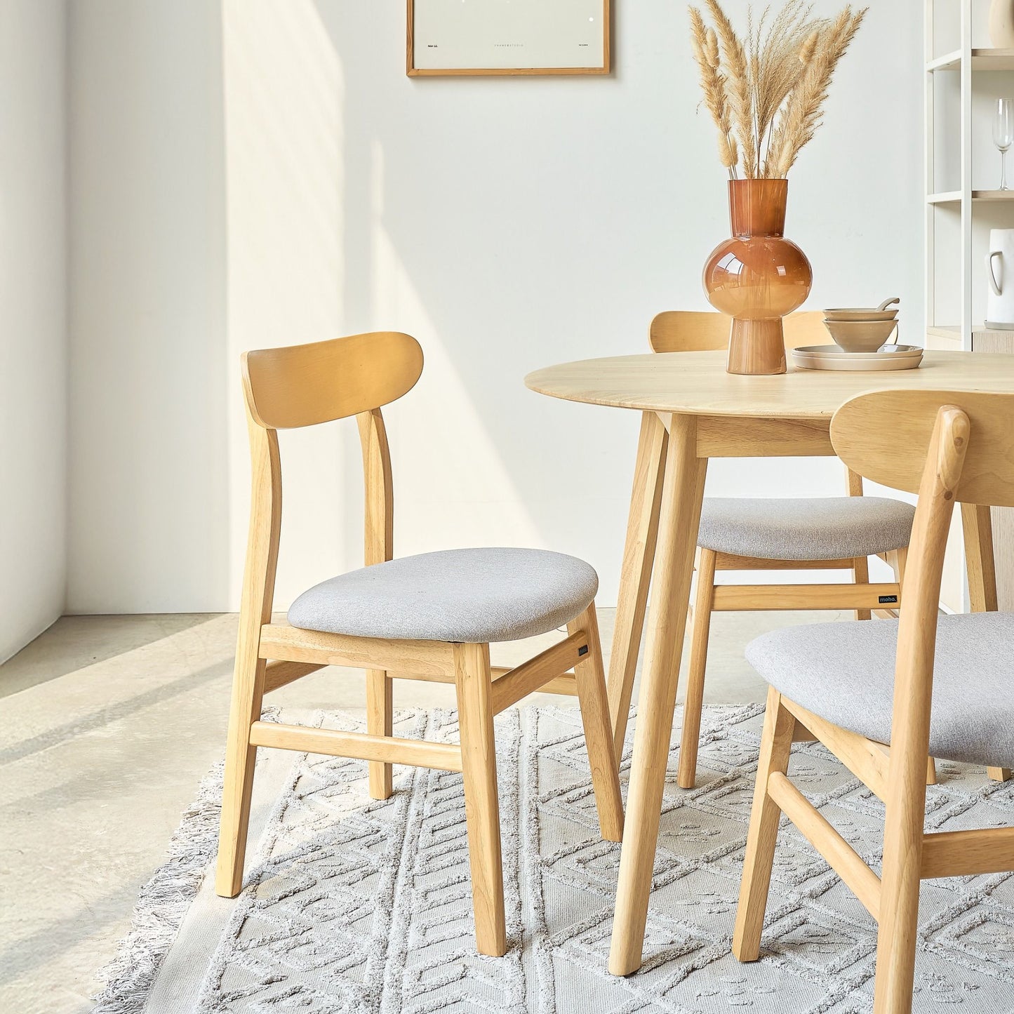 Oslo Round Natural Rubberwood Dining Set