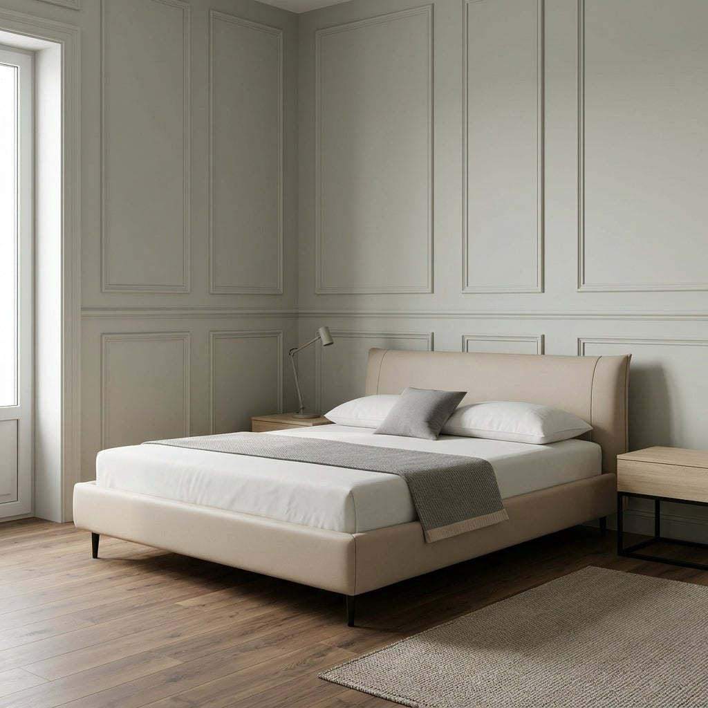 Ovalle Beige Leather Bed