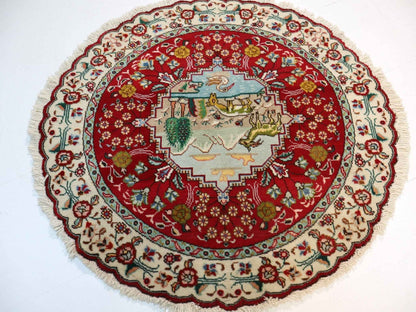 Persian Tabriz Round Rug | 3' 1"