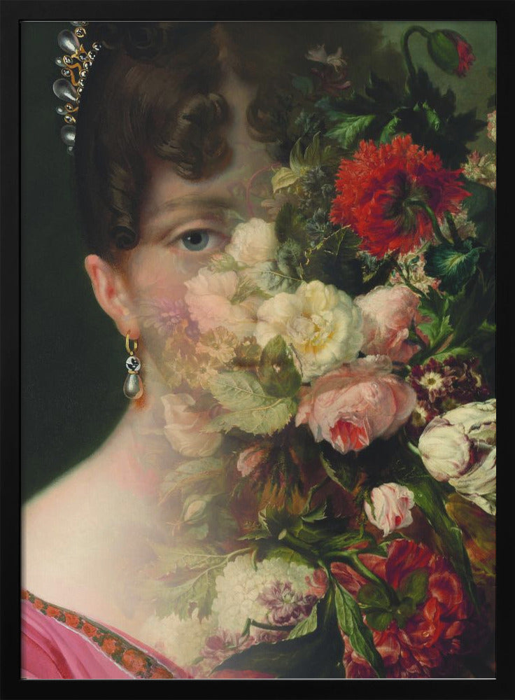 Portrait of Hortense de Beauharnais, queen of Holland with flower still life