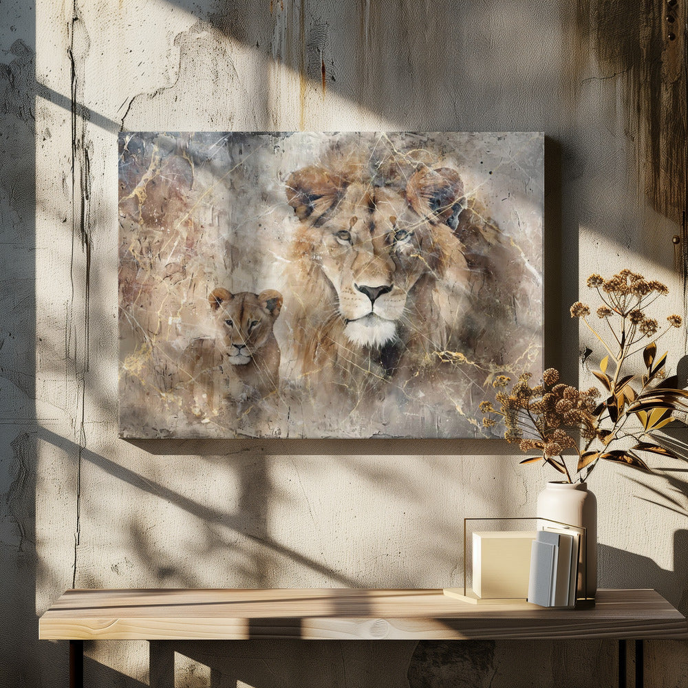 Wandbild Löwe Tier Vintage Kunst Illustration Wandkunst 08