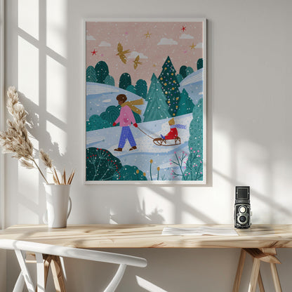 Wall art Snowy Sledge Walk 2 Canvas Print