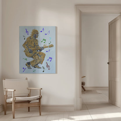 Wall art Guitarist Music Notes Canvas Print