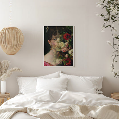 Portrait of Hortense de Beauharnais, queen of Holland with flower still life