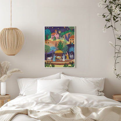 Wall art Nativity Scene starry night Canvas Print
