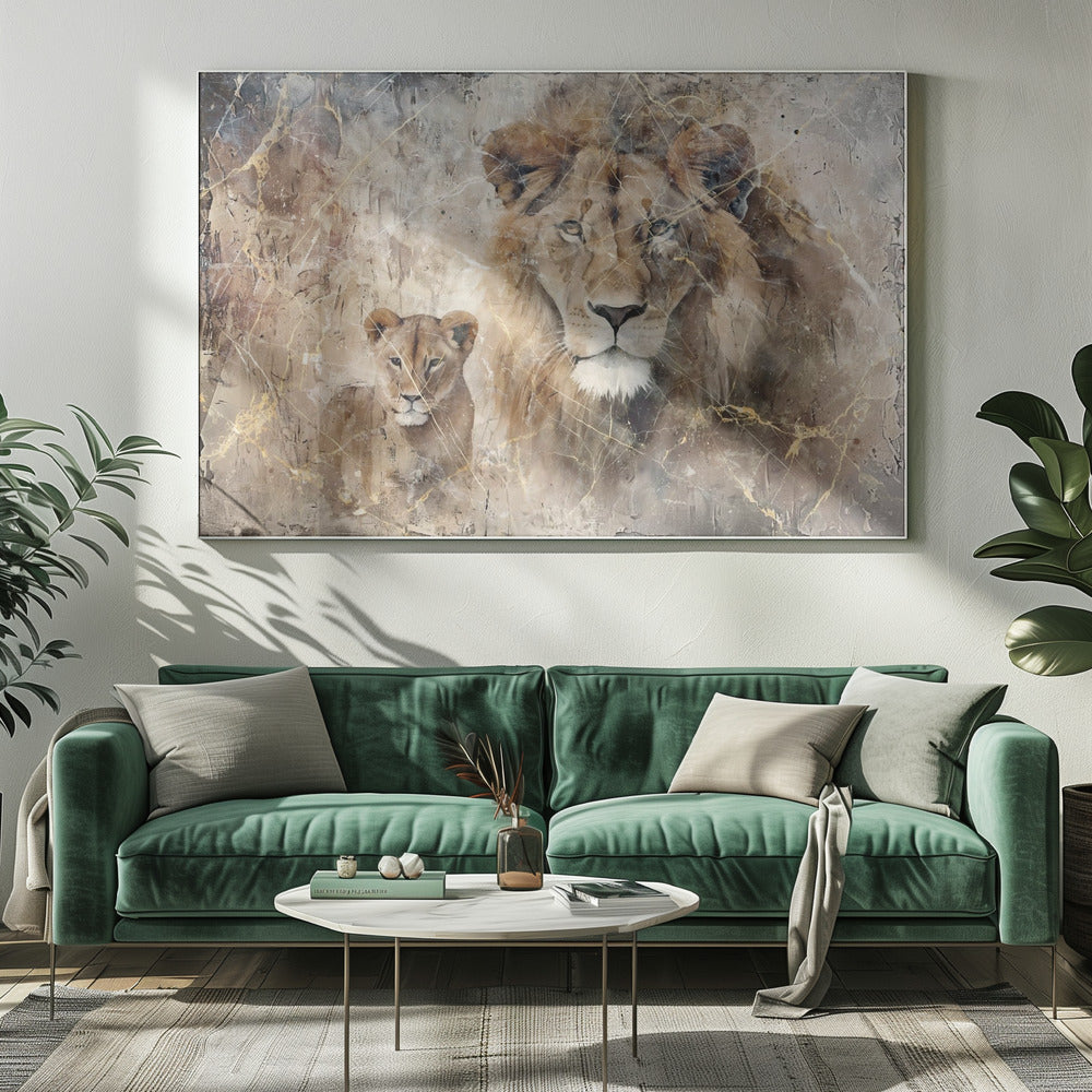 Wandbild Löwe Tier Vintage Kunst Illustration Wandkunst 08