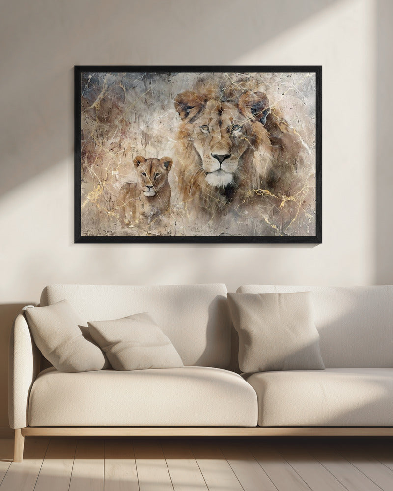 Wandbild Löwe Tier Vintage Kunst Illustration Wandkunst 08