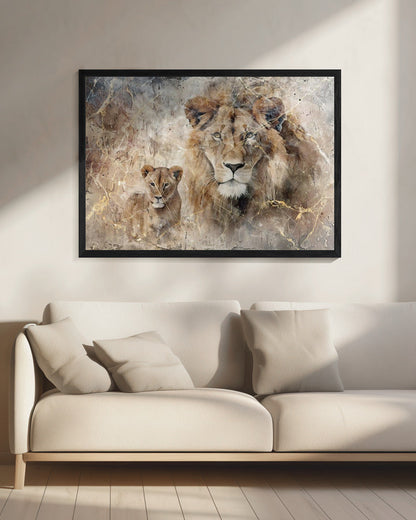 Wandbild Löwe Tier Vintage Kunst Illustration Wandkunst 08