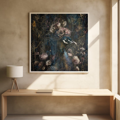 Wandbild Pfau Tier Vintage Kunst Illustration Wandbild 2