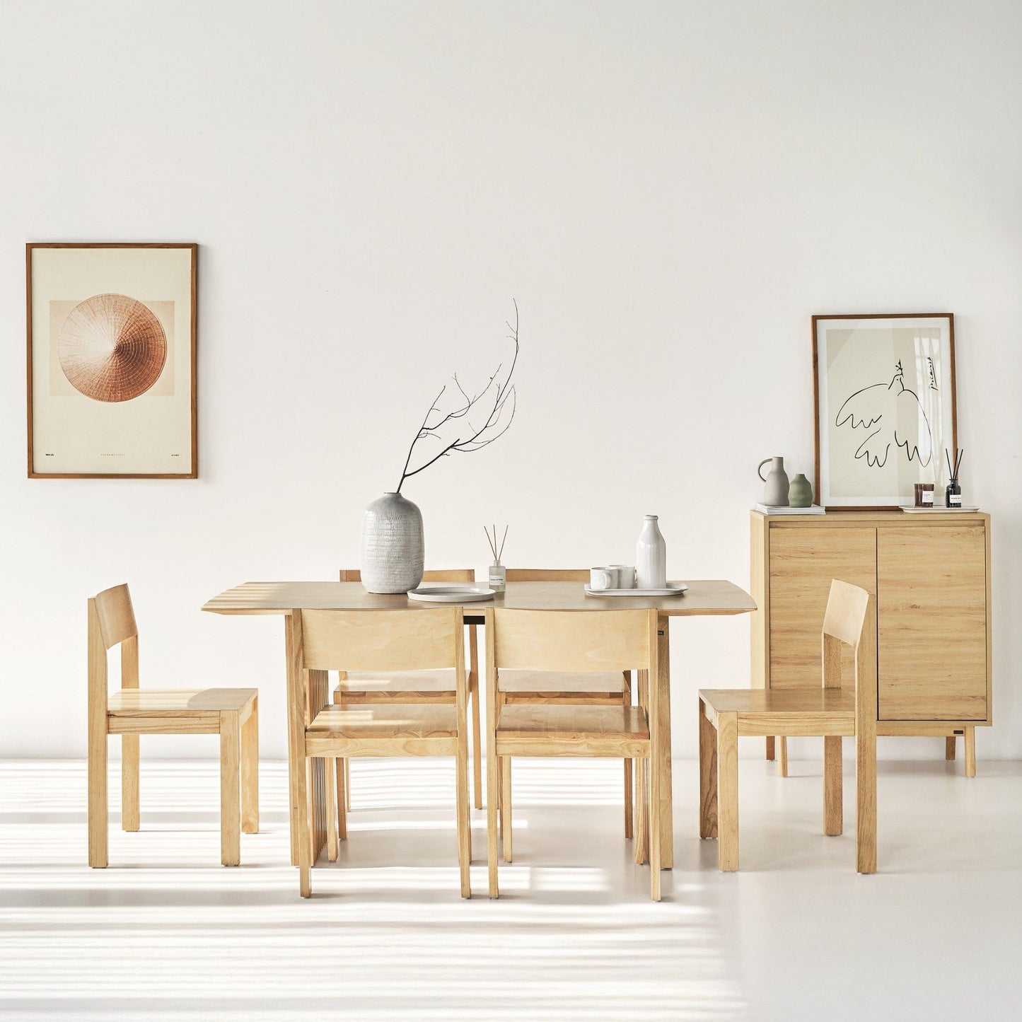 Plank Natural Rubberwood 6-8 Person Dining Set