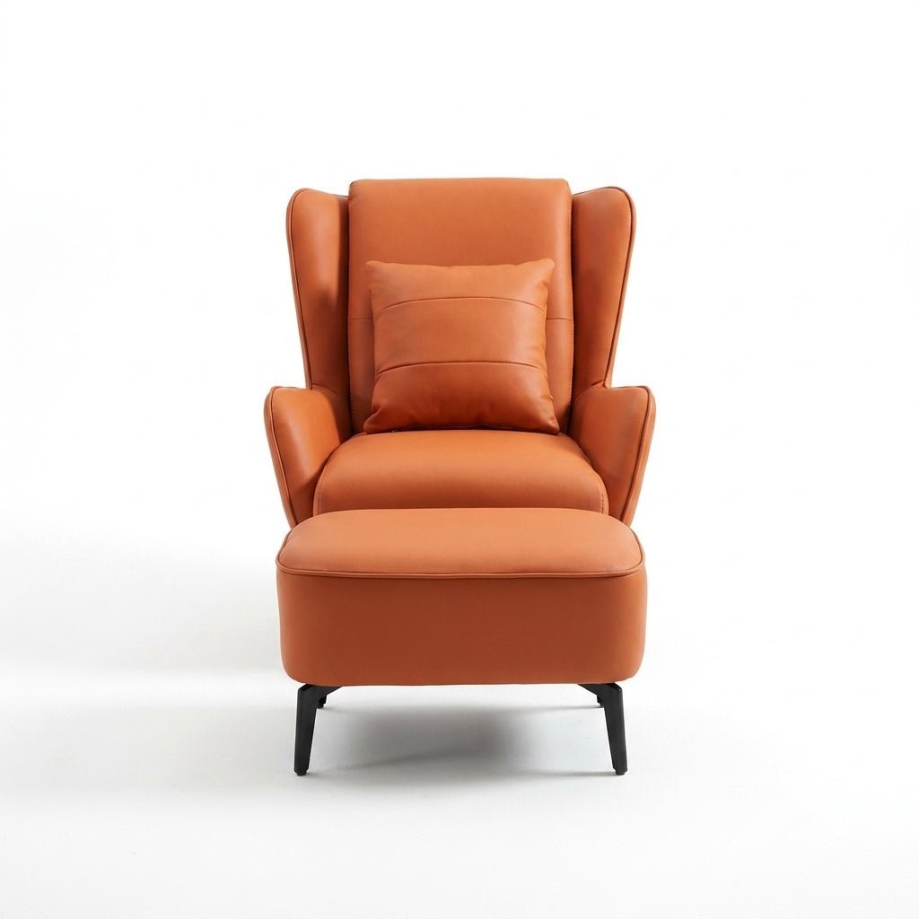 PM06 Premium Cowhide Leather Relaxation Chair with Ottoman