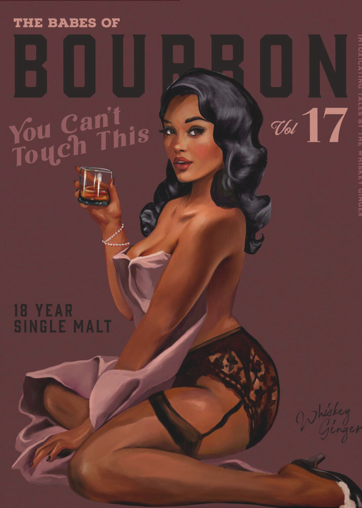 Wandkunst Babes of Bourbon Cant Touch This. Sexy Retro Pin-up-Girl Whiskey-Kunst