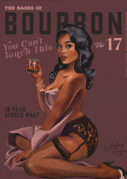 Wandkunst Babes of Bourbon Cant Touch This. Sexy Retro Pin-up-Girl Whiskey-Kunst