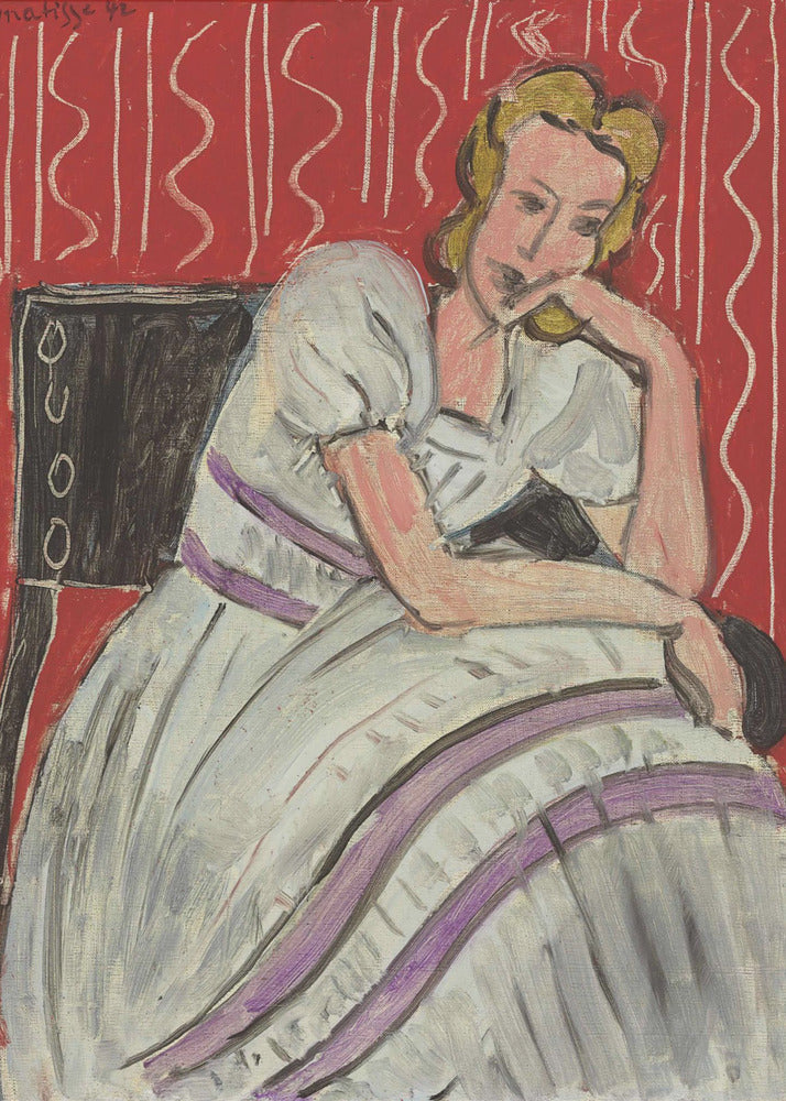 Wall art Jeune Femme Assise En Robe Grise